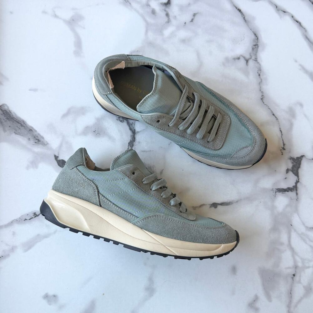 Common Projects Track 80 Sage Green Suede Mesh Sneakers Size 38